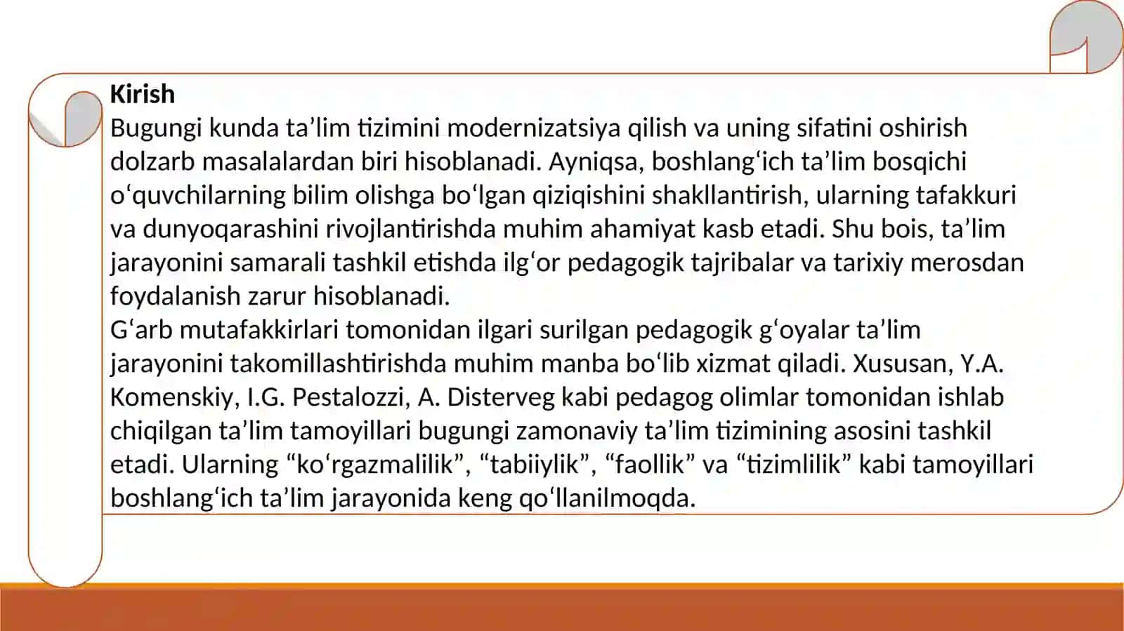 Boshlang‘ich ta’lim fanlarini o‘qitilish jarayonida g‘arb mutafakkirlari merosidan foydalanish. 3