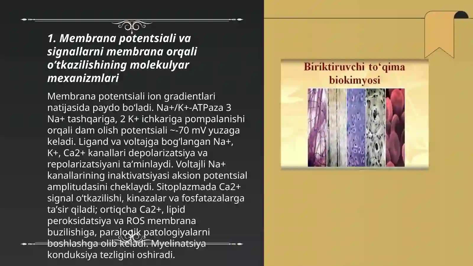 Membrana potentsiali va signallarni membrana orqali oʼtishi 3