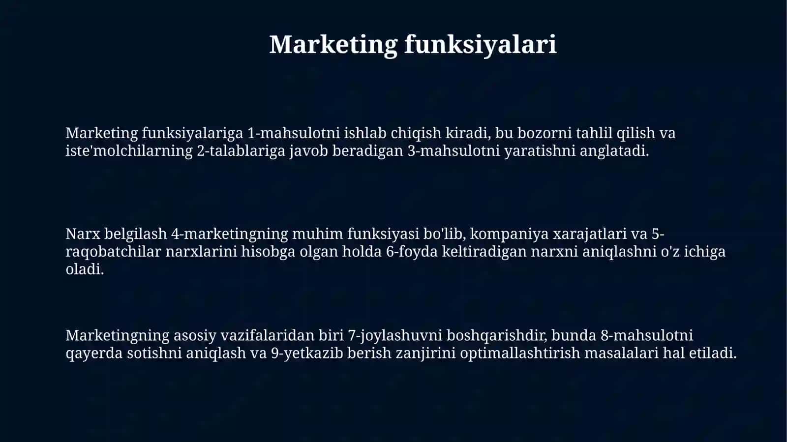 Marketing funktsiyalari va asosiy tamoyillar 3