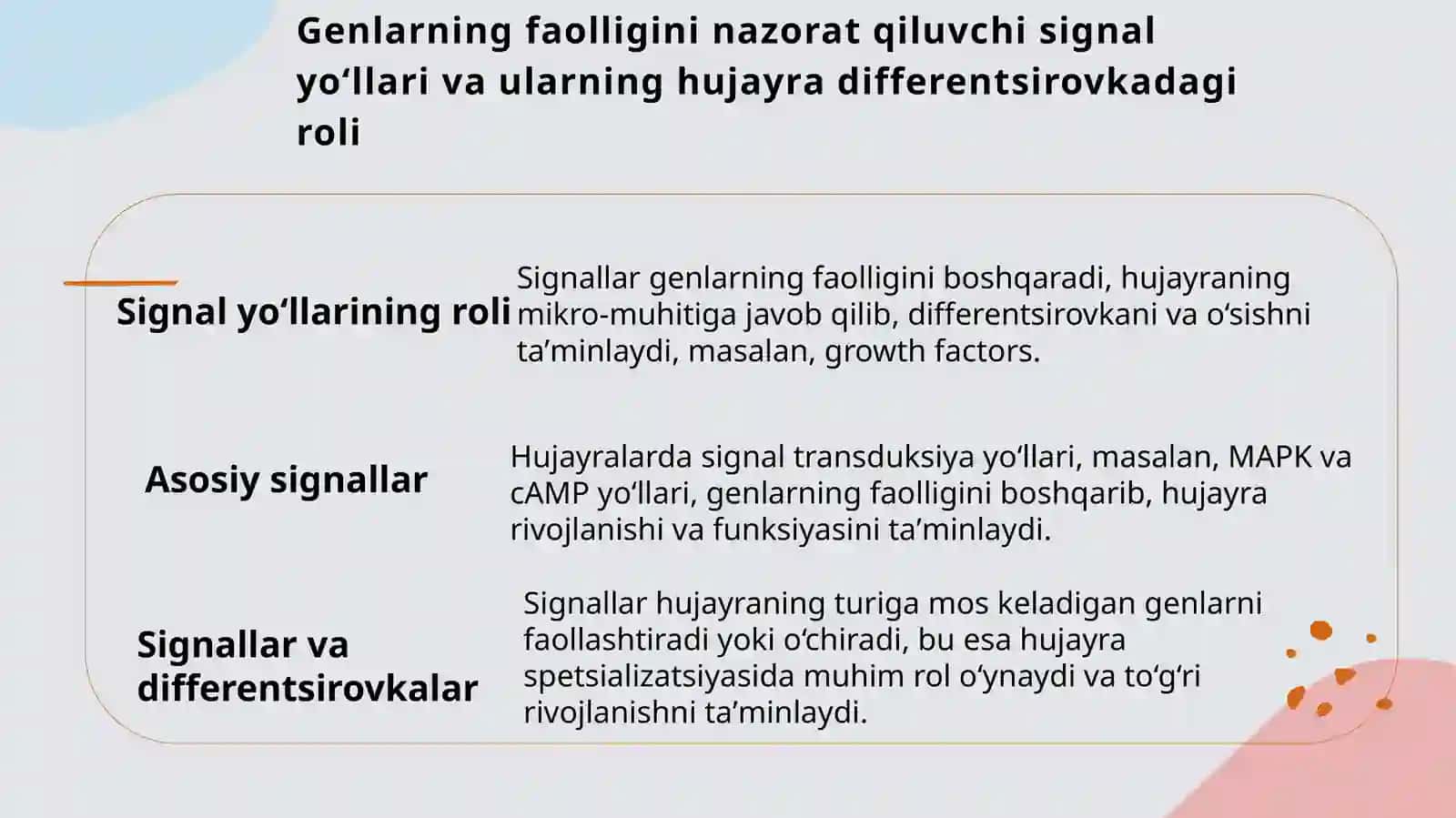 Genlarta’siriniboshqarilishi,hujayradifferensirovkasi.Reja 3