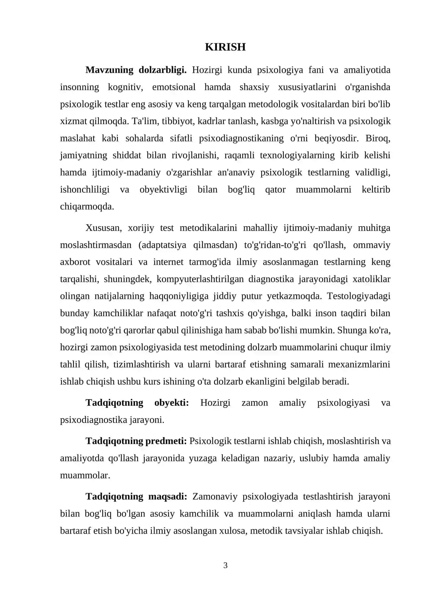 Hozirgi zamon psixologiyasida testning dolzarb muammolari 3