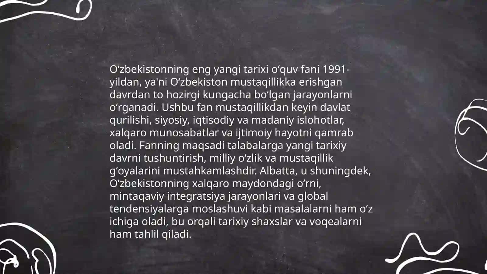O'zbekistonning eng yangi tarixi ōquv fanning predmeti maqsadi vazifalari nazariy metadalogik tamoyillari 3