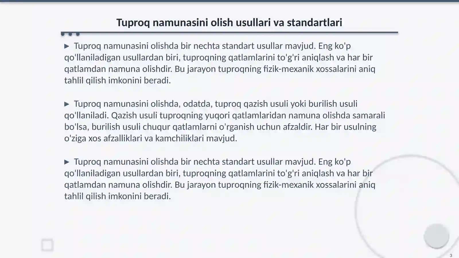 Tuproqdan namuna olish va uning fizik-mexanik xossalarini aniqlash 3