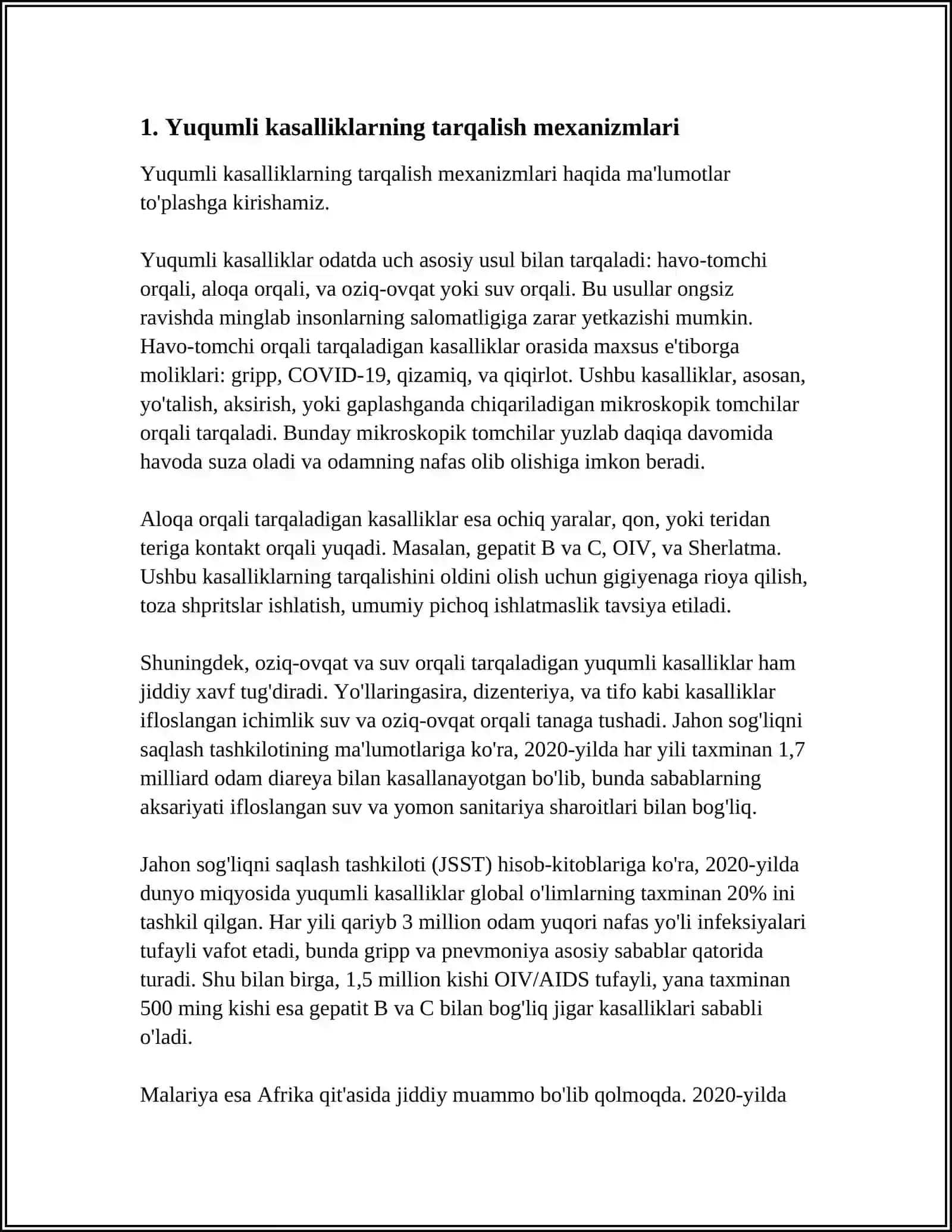 MUSTAQIL ISH Mavzu: INFEKTSION, INVAZION VA TABIIY O'CHOQLI KASALLIKLAR. YE. N. PAVLOVISKIY TALIMOTI 3