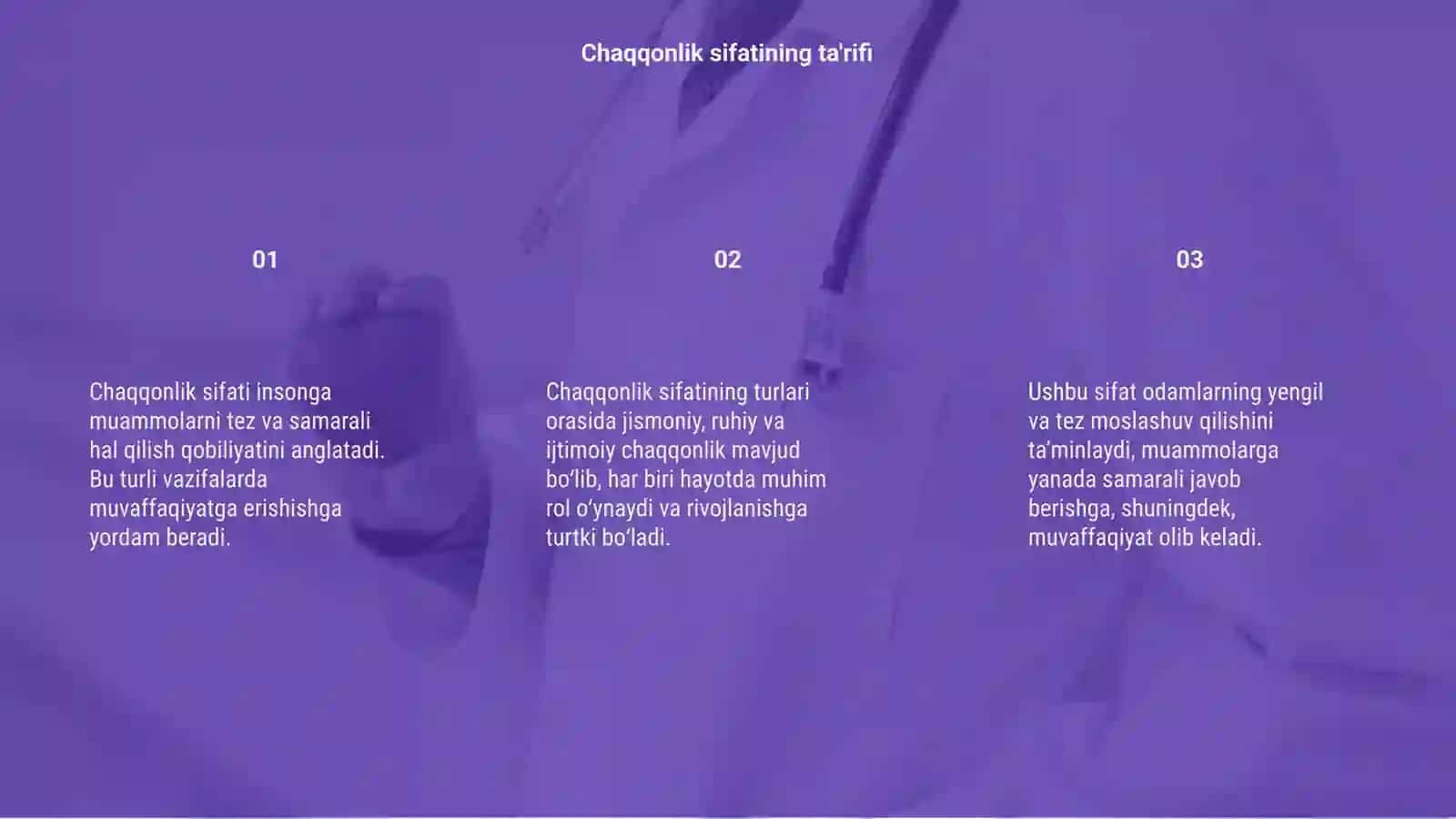 Chaqqonlik sifati va uning turlariga tavsif 3