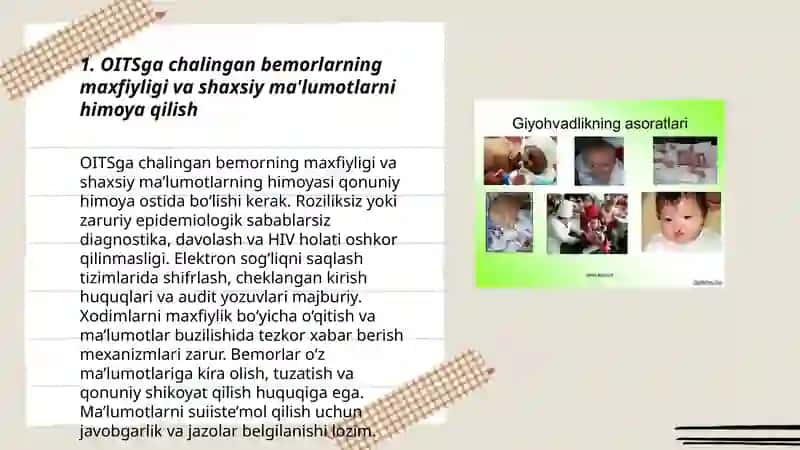 OITSga chalingan bemorlar va giyohvandlar bilan bog'liq axloqiy va huquqiy muammolar 3