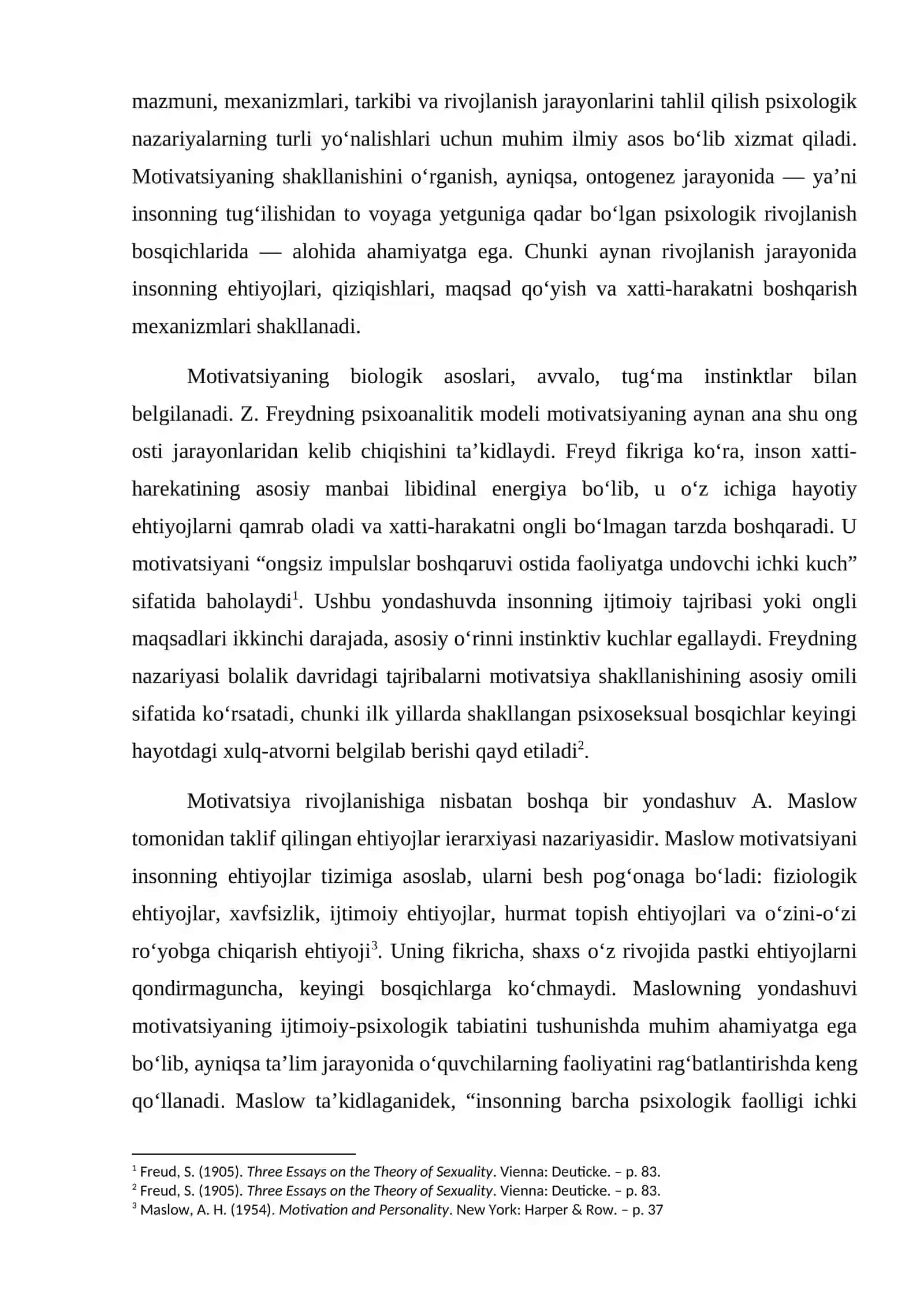 Motivatsiya tushunchasi va uning rivojlanishi: umumiy taʼrifi ontogenezda shakllanish bosqichlari va psixologik nazariyalari 3