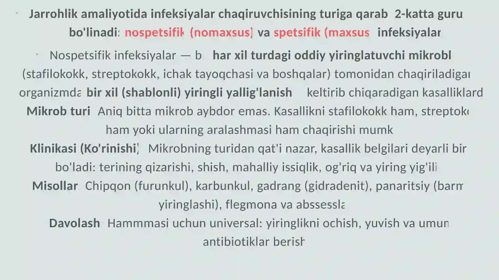 O’TKIR VA SURUNKALI SPETSIFIK XRURGIK INFEKSIYA 3