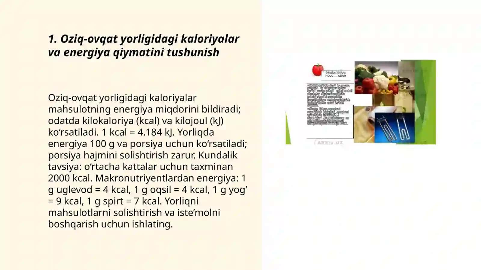 oziq-ovqat mahsulotlarining tarkibi, foydali va zararli xususiyatini yorliqlari orqali organish 3