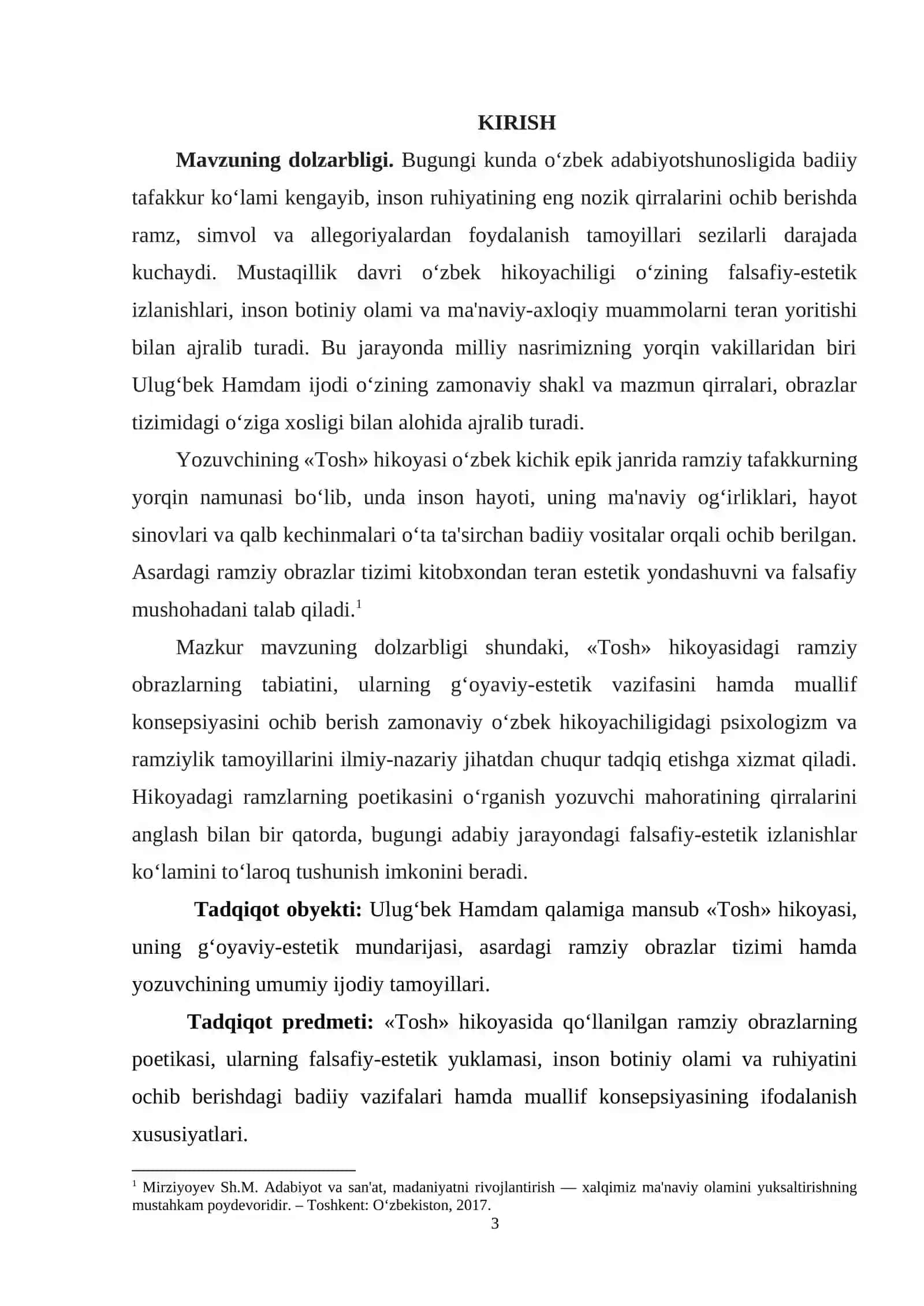 Ulug‘bek Hamdamning «Tosh» hikoyasida ramziy obrazlar 3