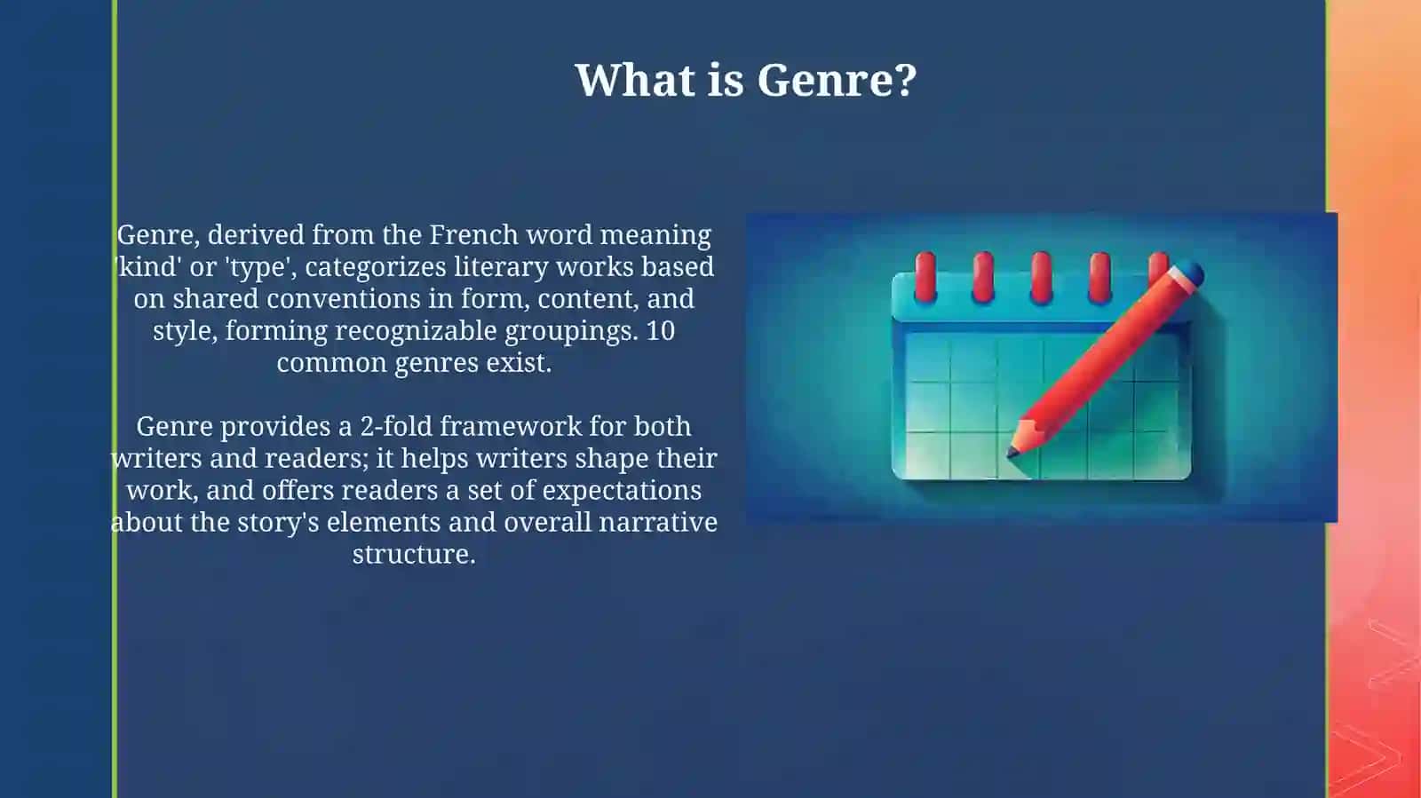 Basic genres of literature and theirelements 3