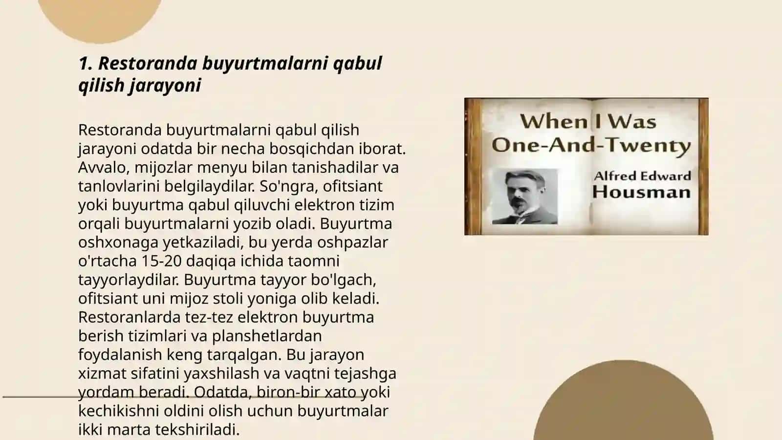 Restoran ishida buyurtmalarni qabul qilish va bajarish 3
