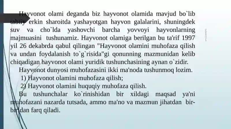 Hayvonot olamini muhofaza qilish va undan foydalanish to`g`risida 3