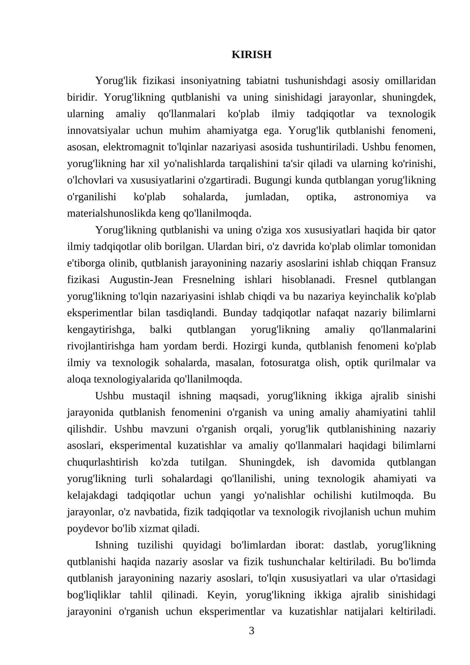 Yorug likning ikkiga ajralib sinishidagi qutblanishi 3