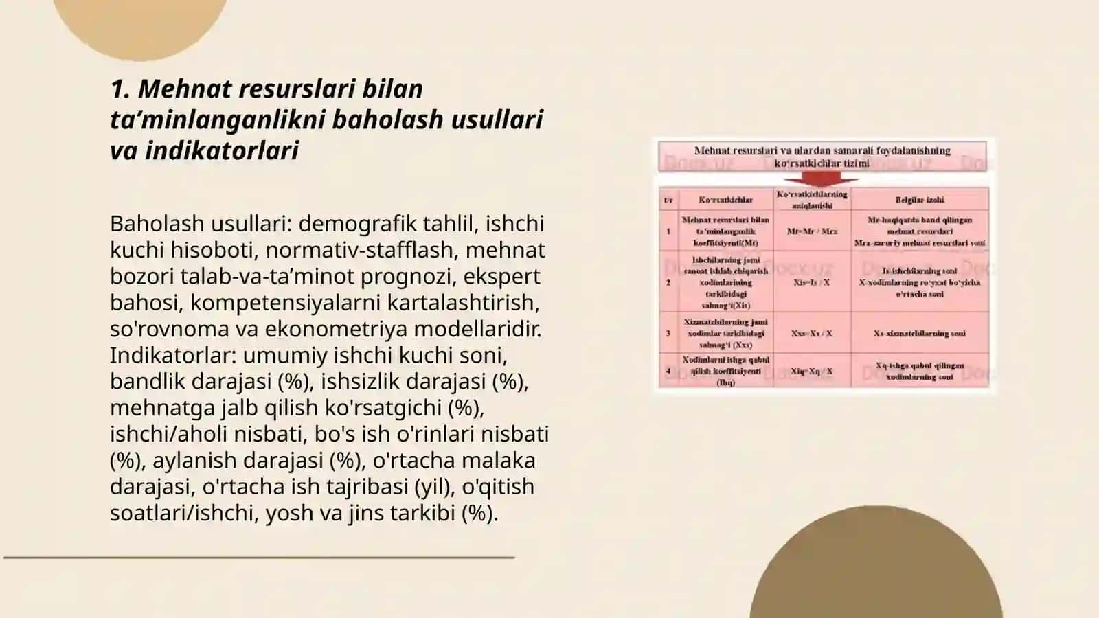 Mehnat resurslari bilan ta'minlanganlik, mehnat unumdorligi va ularning mahsulot hajmiga ta'sirining tahlili 3