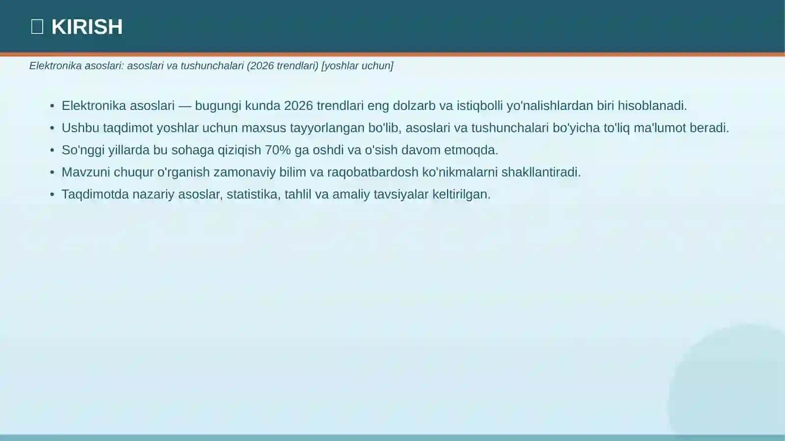 Elektronika asoslari: asoslari va tushunchalari (2026 trendlari) [yoshlar uchun] 3