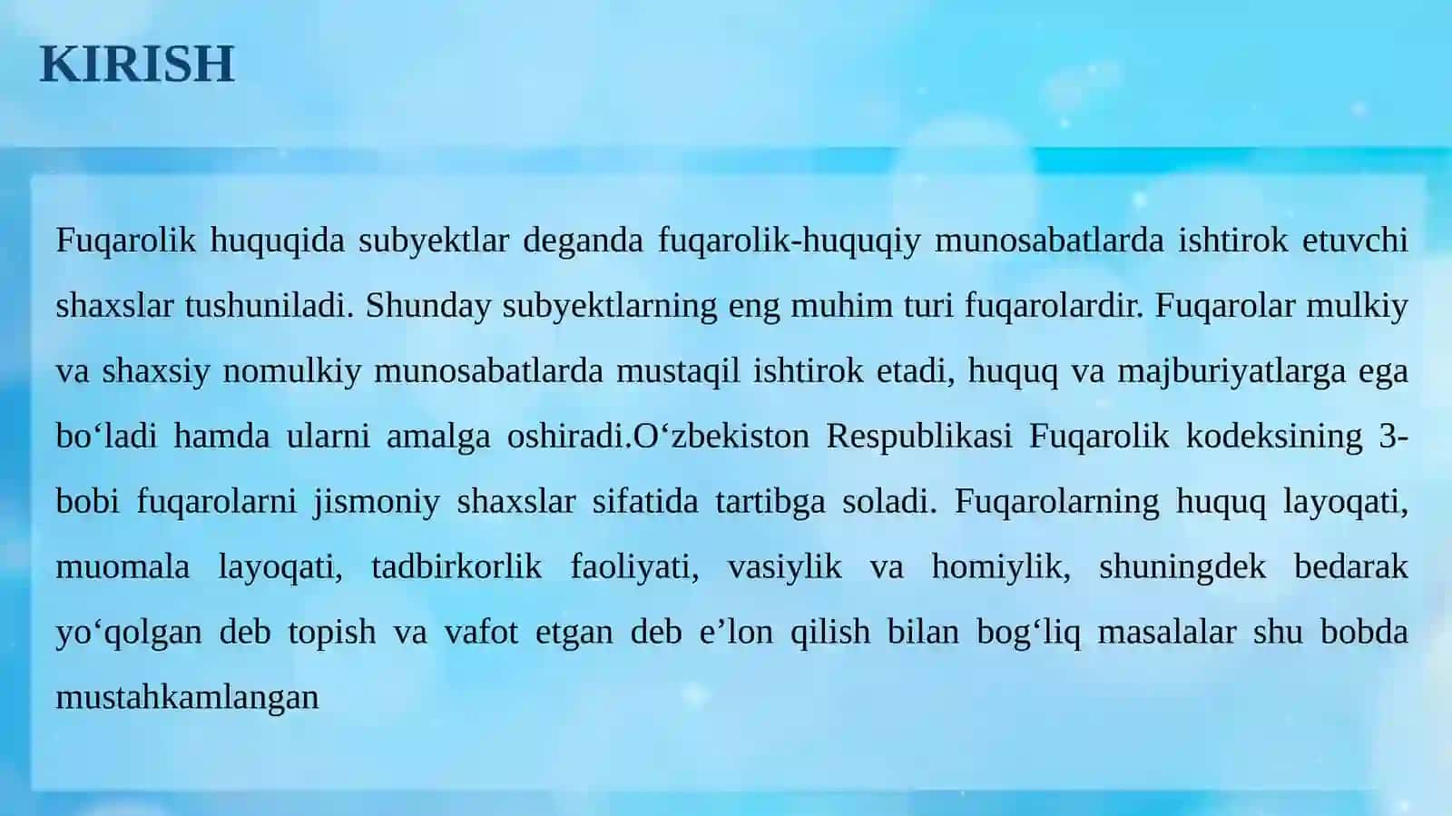 FUQAROLAR — FUQAROLIK HUQUQINING SUBYEKTI SIFATIDA 3