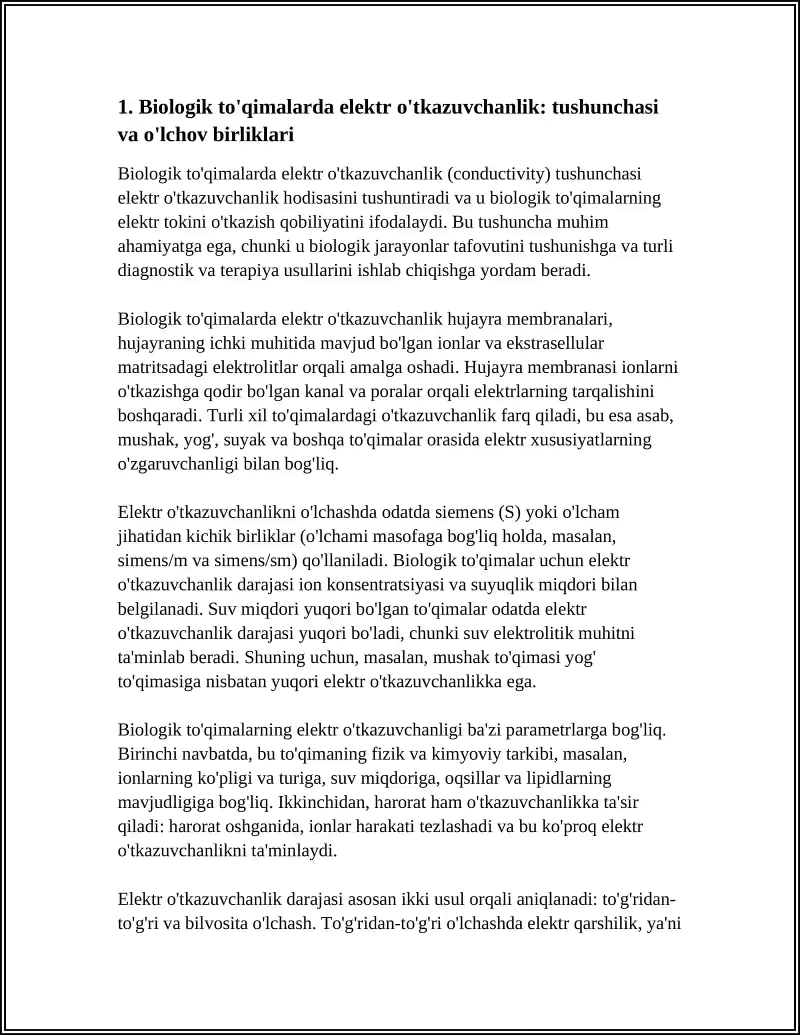 BIOLOGIK TO'QIMALARLARNING ELEKTR O'TKAZUVCHANLIGI 3
