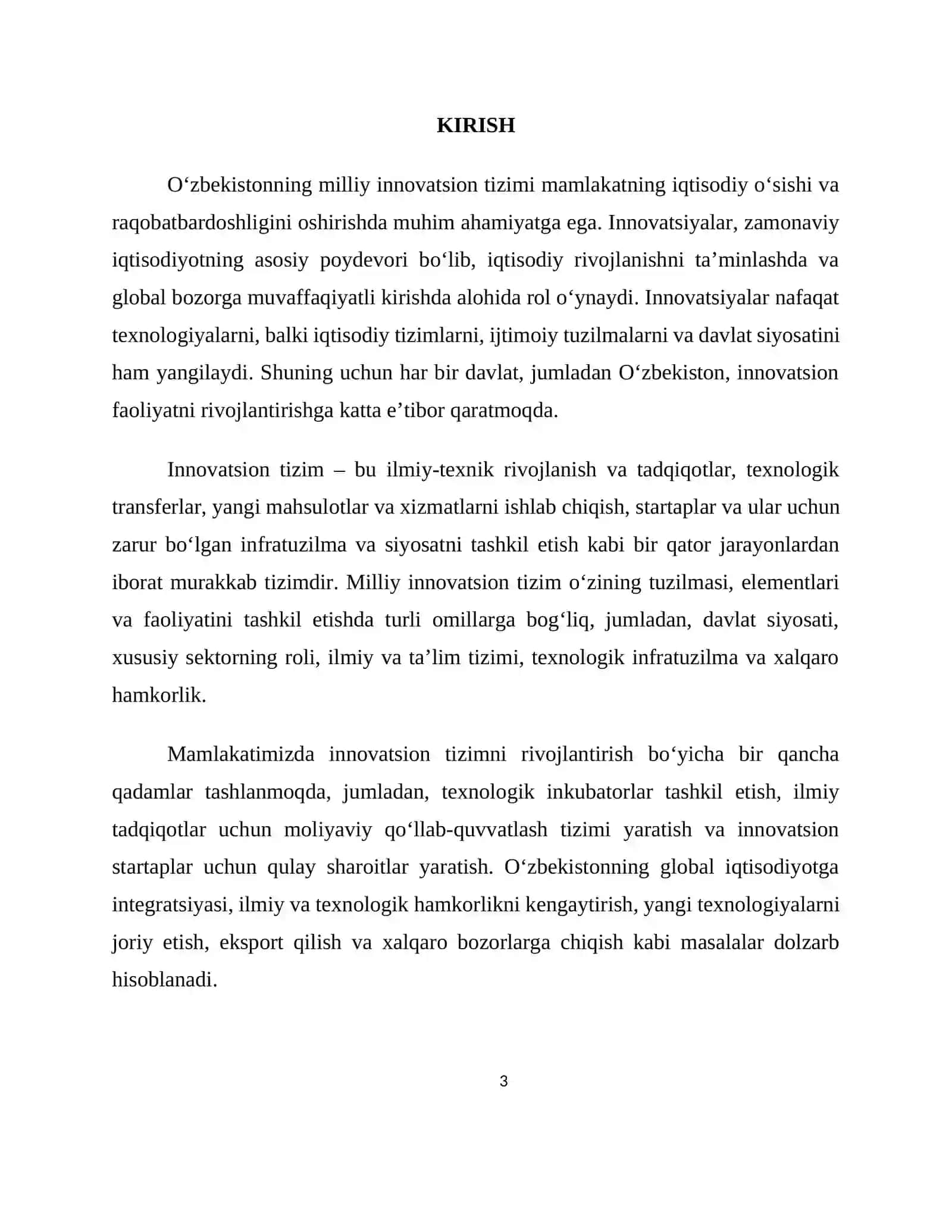 O'ZBEKISTONNING MILLIY INNOVATSION TIZIMI VA UNING SHAKLLANISHI 3