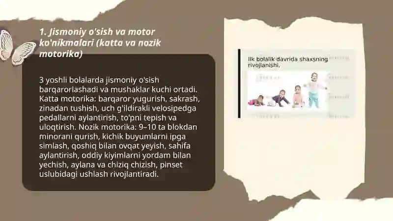 Jismoniy o'sish va motor ko'nikmalari 3