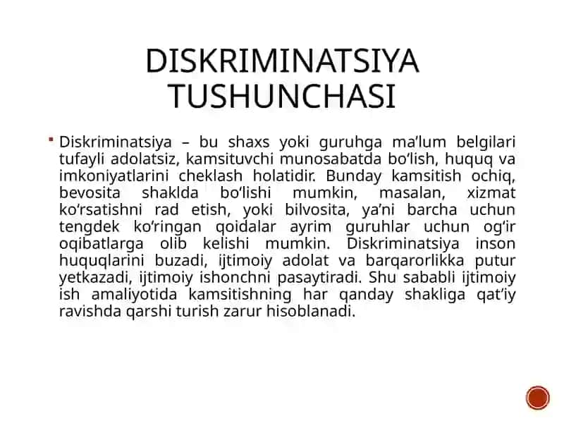 Ijtimoiy ishamaliyotida diskriminatsiya qilinmaslik tamoyili 3