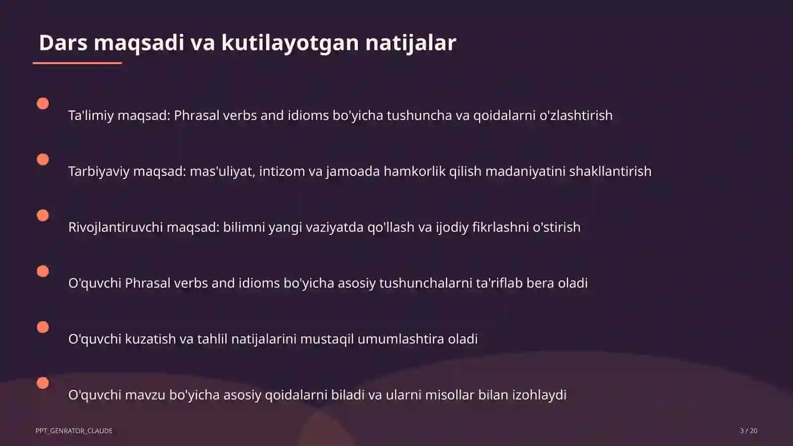 Phrasal verbs and idioms (11-sinf) 3