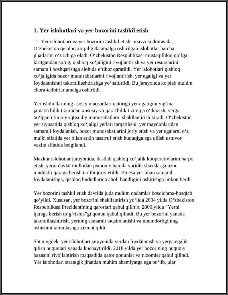 O‘ZBEKISTON QISHLOQ XO‘JALIGIDA AMALGA OSHIRILGAN ISLOHOTLAR 3