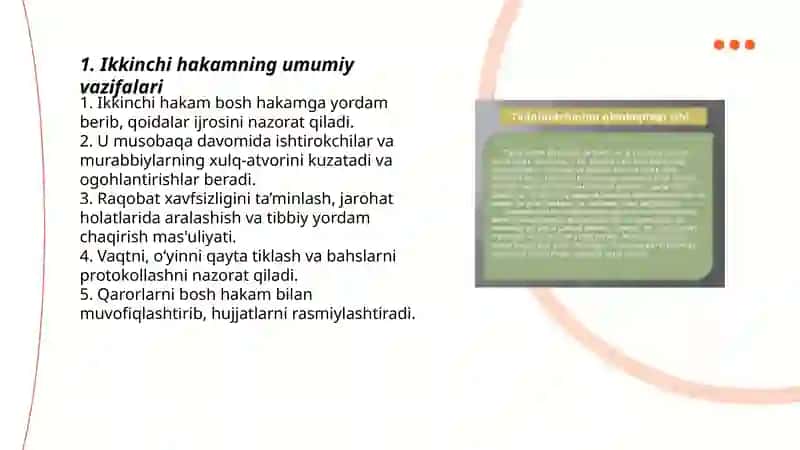 Musobaqalarda ikkinchi hakamning vazifalari 3