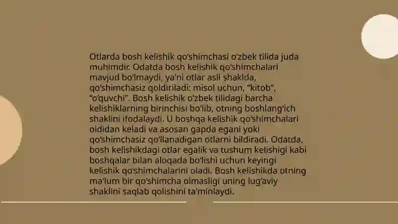 Otlarning bosh va qaratqich kelishik qo'shimchalari 3