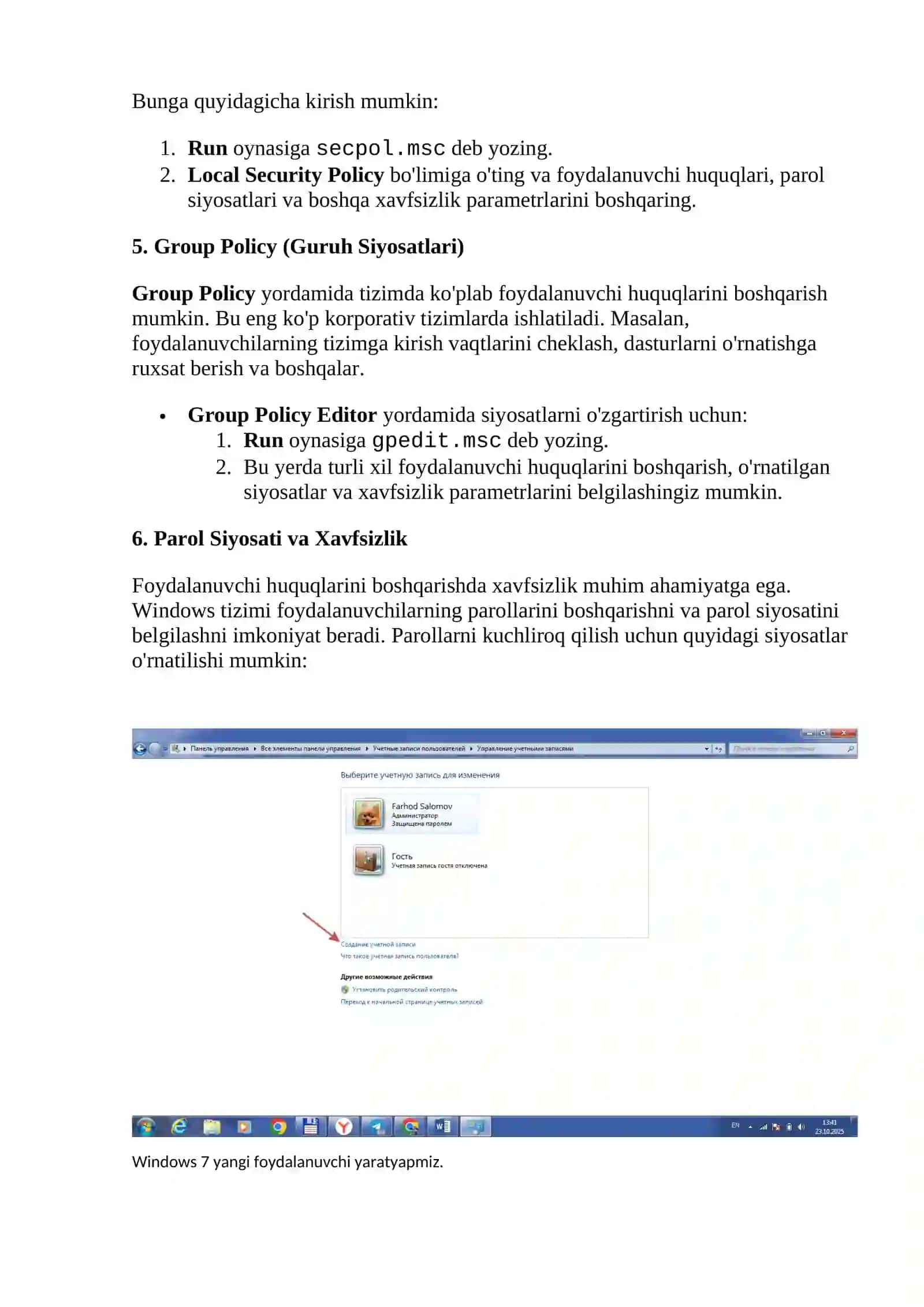 WINDOWS OS DA FOYDALANUVCHI HUQUQLARINI BOSHQARISH 3