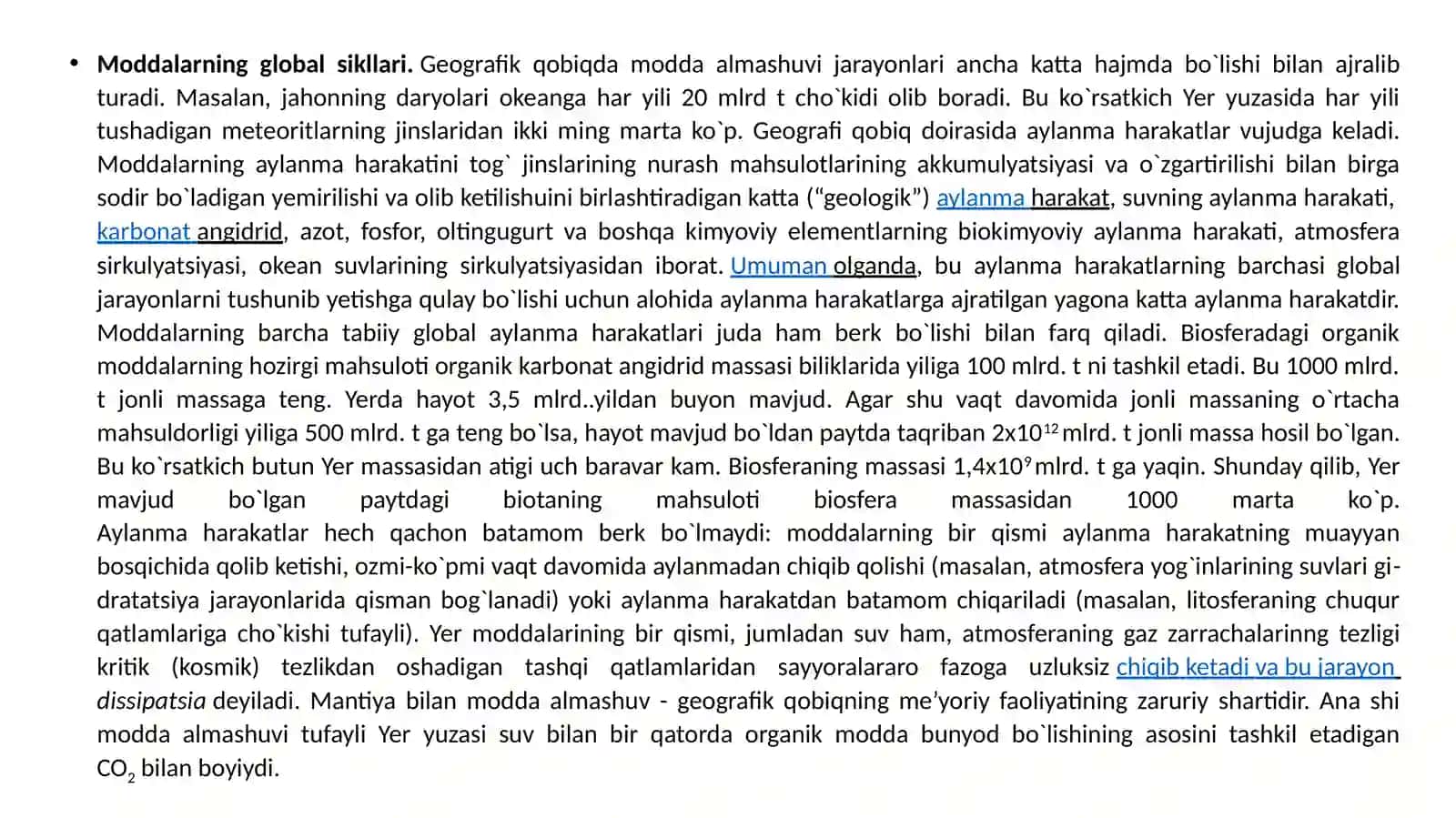 Geografik qobiqdagi modda almashinishlar sxemalarini tuzish 3