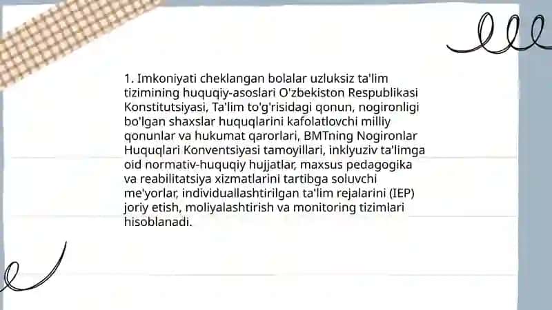 Imkoniyati cheklangan bolalar uzluksiz talim tizimi 3