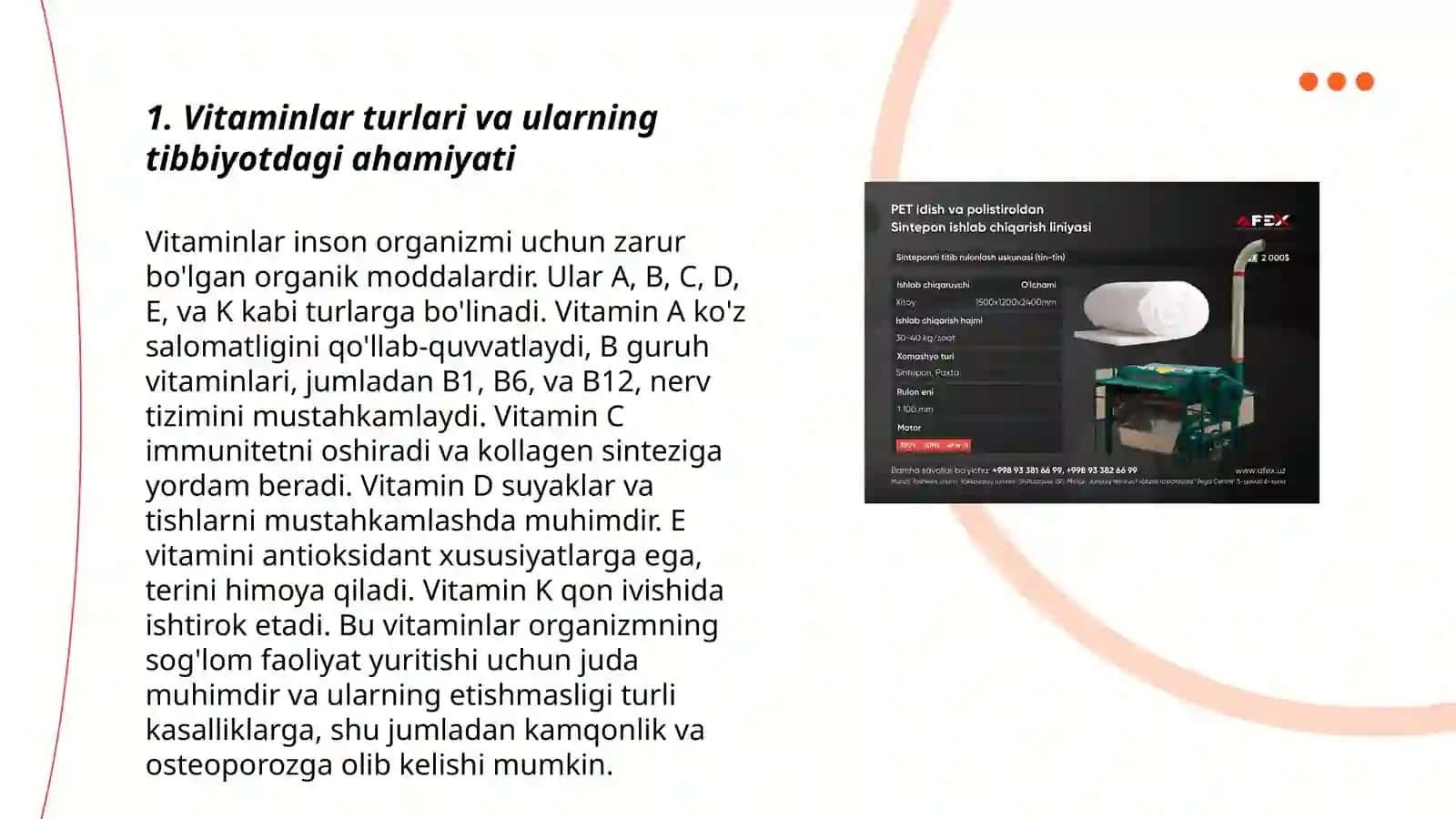 Vitaminlarni ishlab chiqarish va ularda foydalanish 3