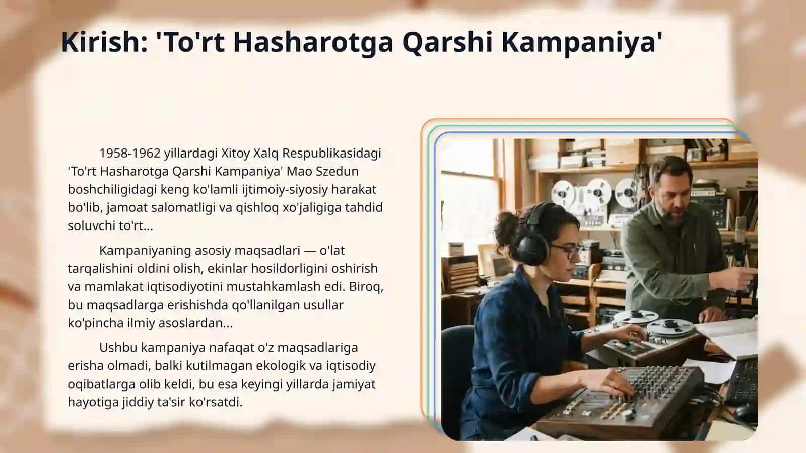 Turon yoʻlbarsi.Munosabat.Audiomatn.("Chumchuqlarga qiron keltirgan Xitoy") 3