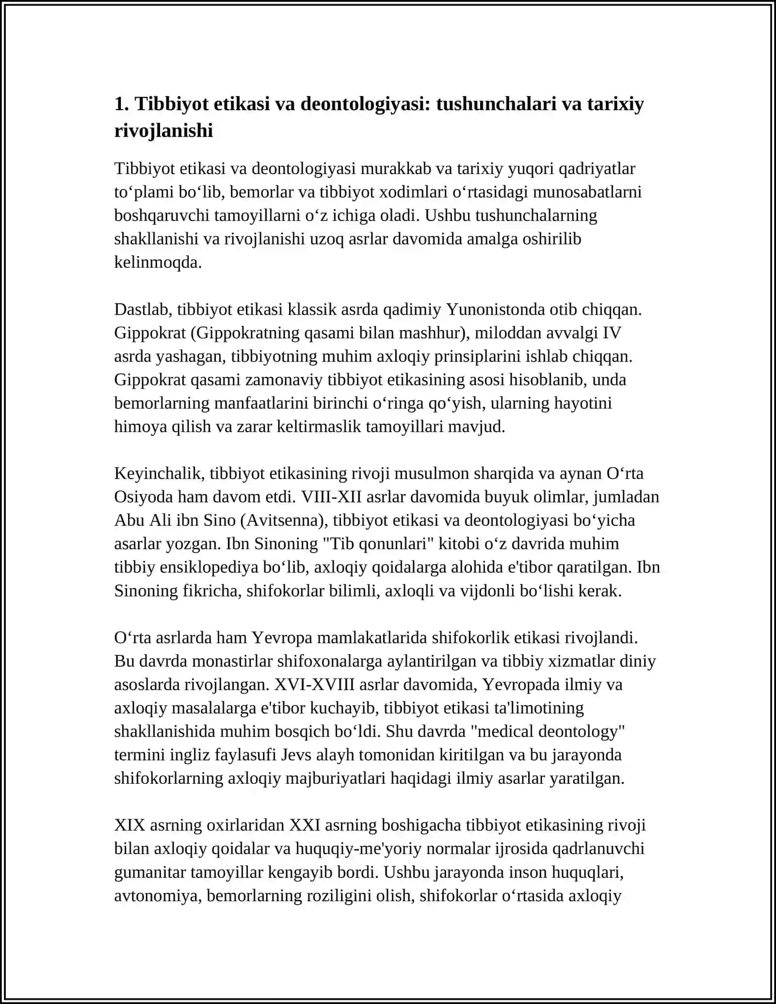 TIBBIYOT ETIKASI VA DEONTOLOGIYASI 3