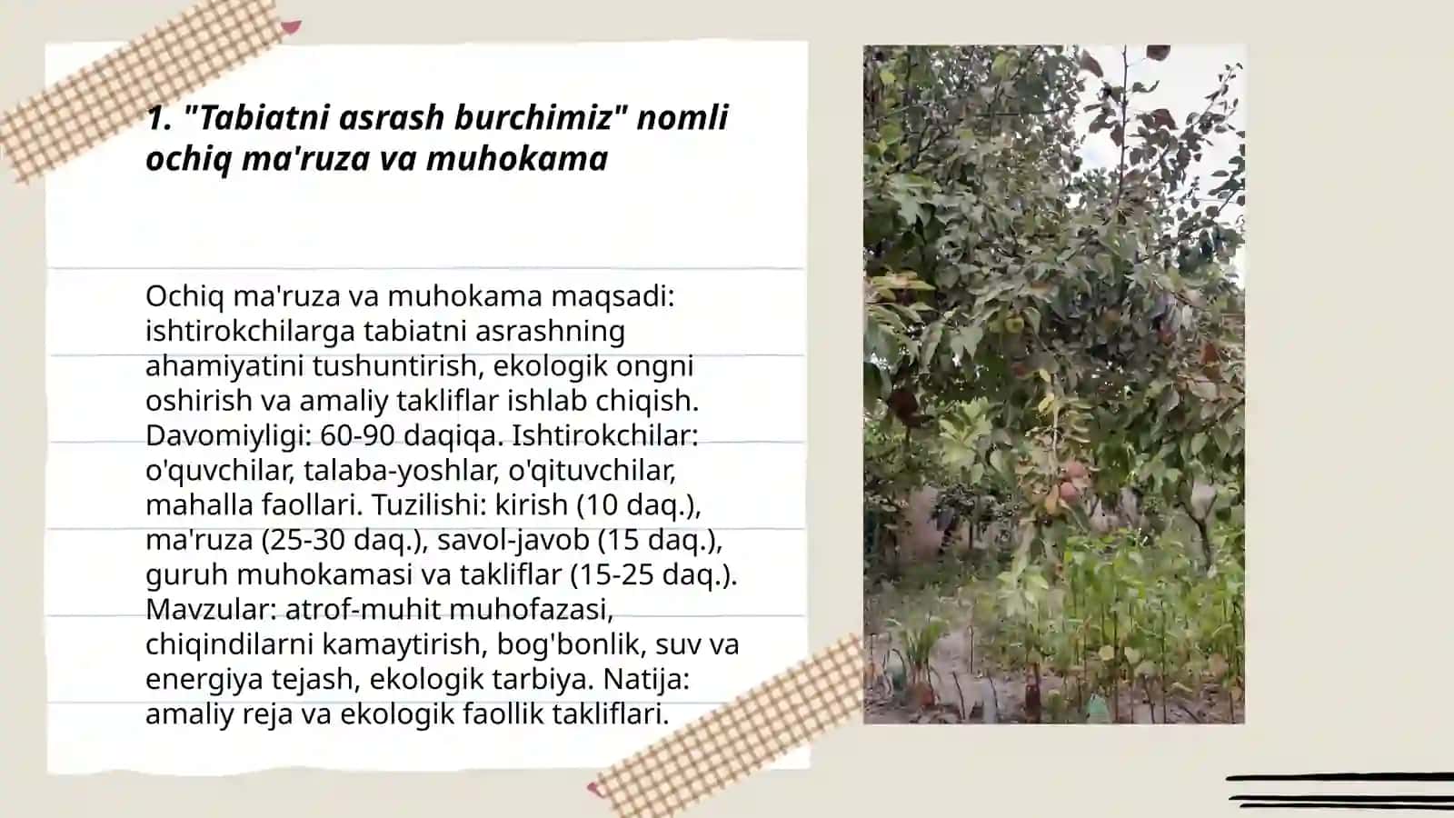 Tabiatni asrash burchimiz" nomli ochiq ma'ruza va muhokama 3