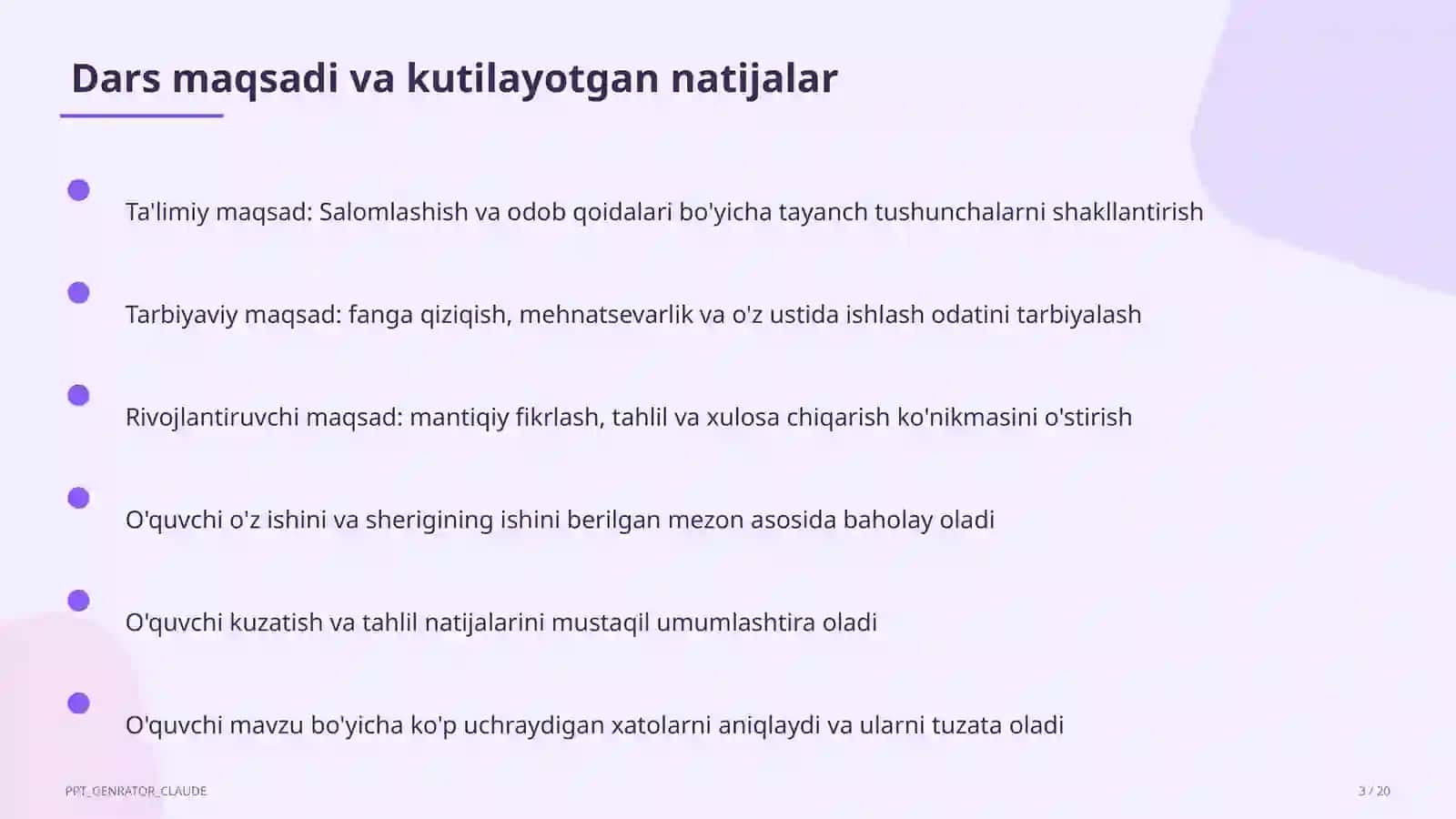 Salomlashish va odob qoidalari (1-sinf) 3