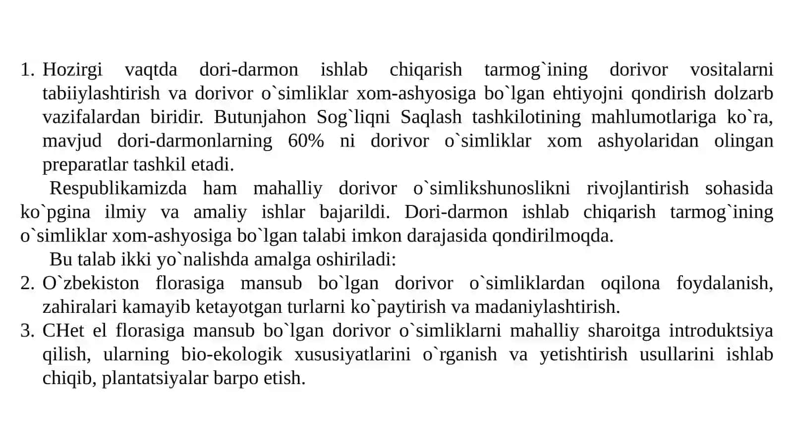Dorivor o`simlikshunoslikni rivojlantirish 3
