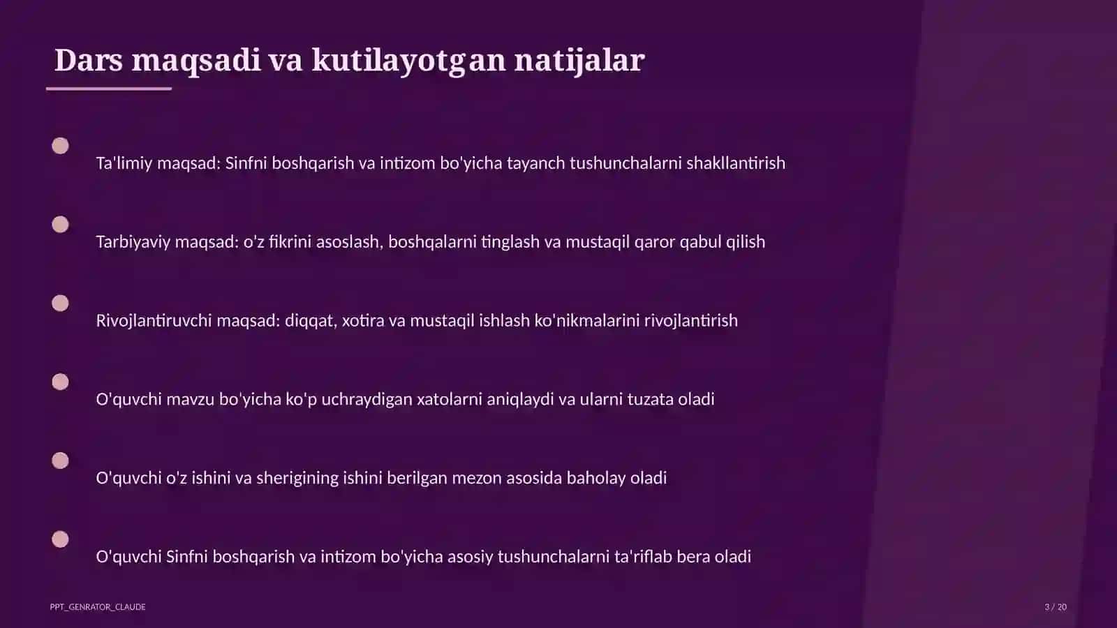 Sinfni boshqarish va intizom 3