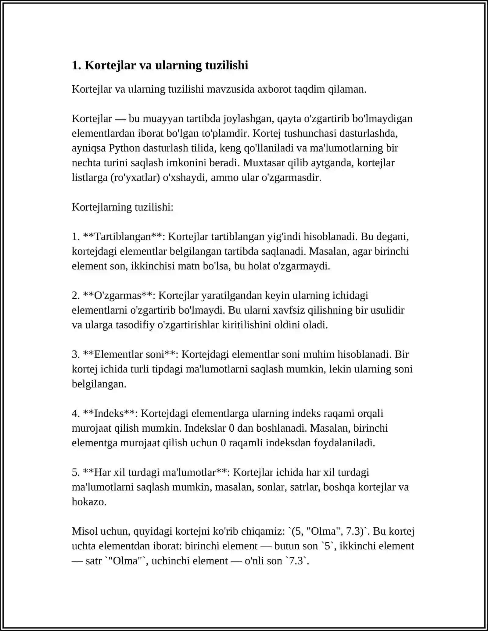 PYTHON DASTURLASH TILIDA KORTEJLAR VA ULAR BILAN ISHLASH FUNKSIYALARI 3