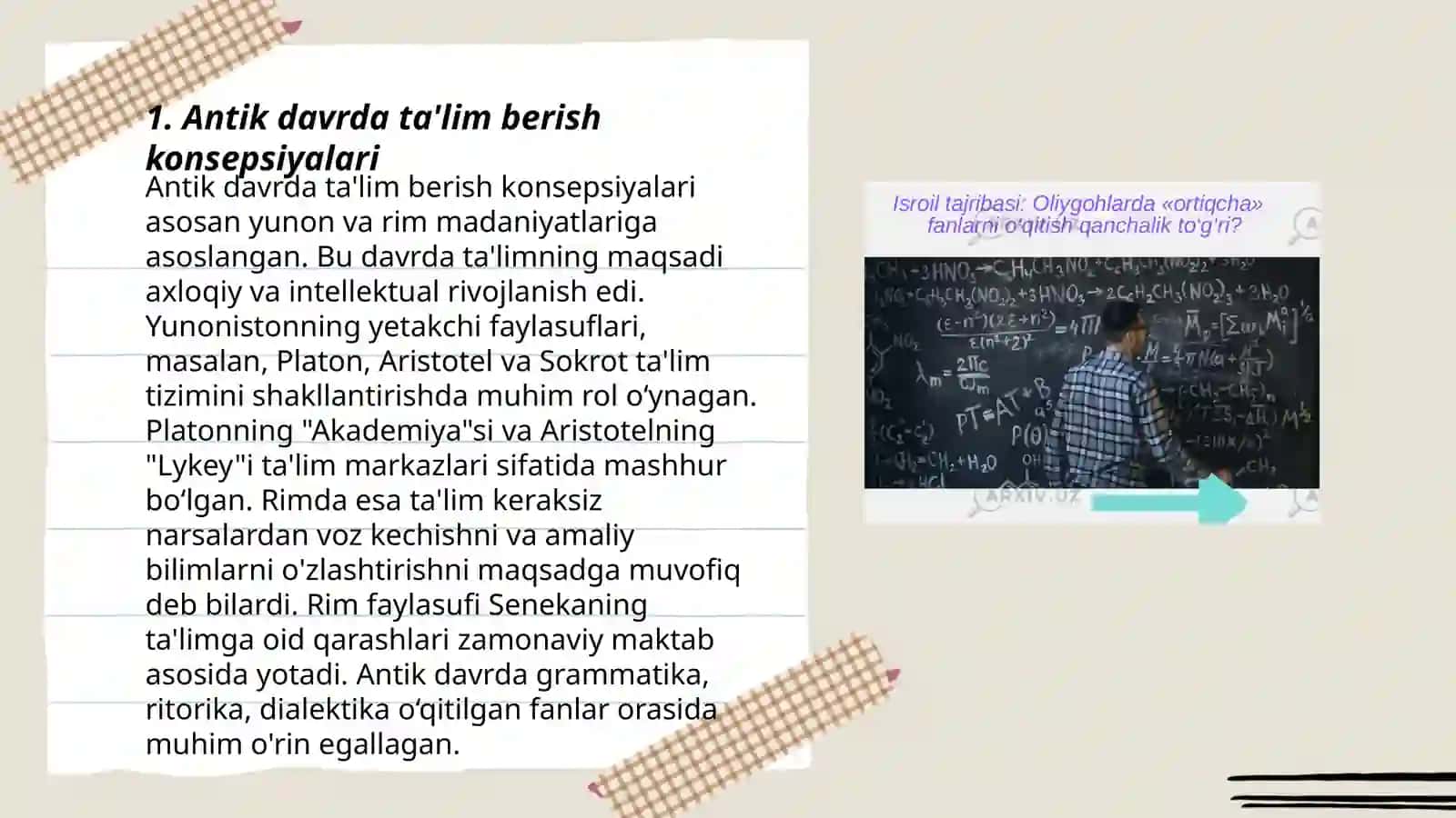 Turli zamon va makonlarda yaratilgan ta'lim berish kansepsiyasi 3