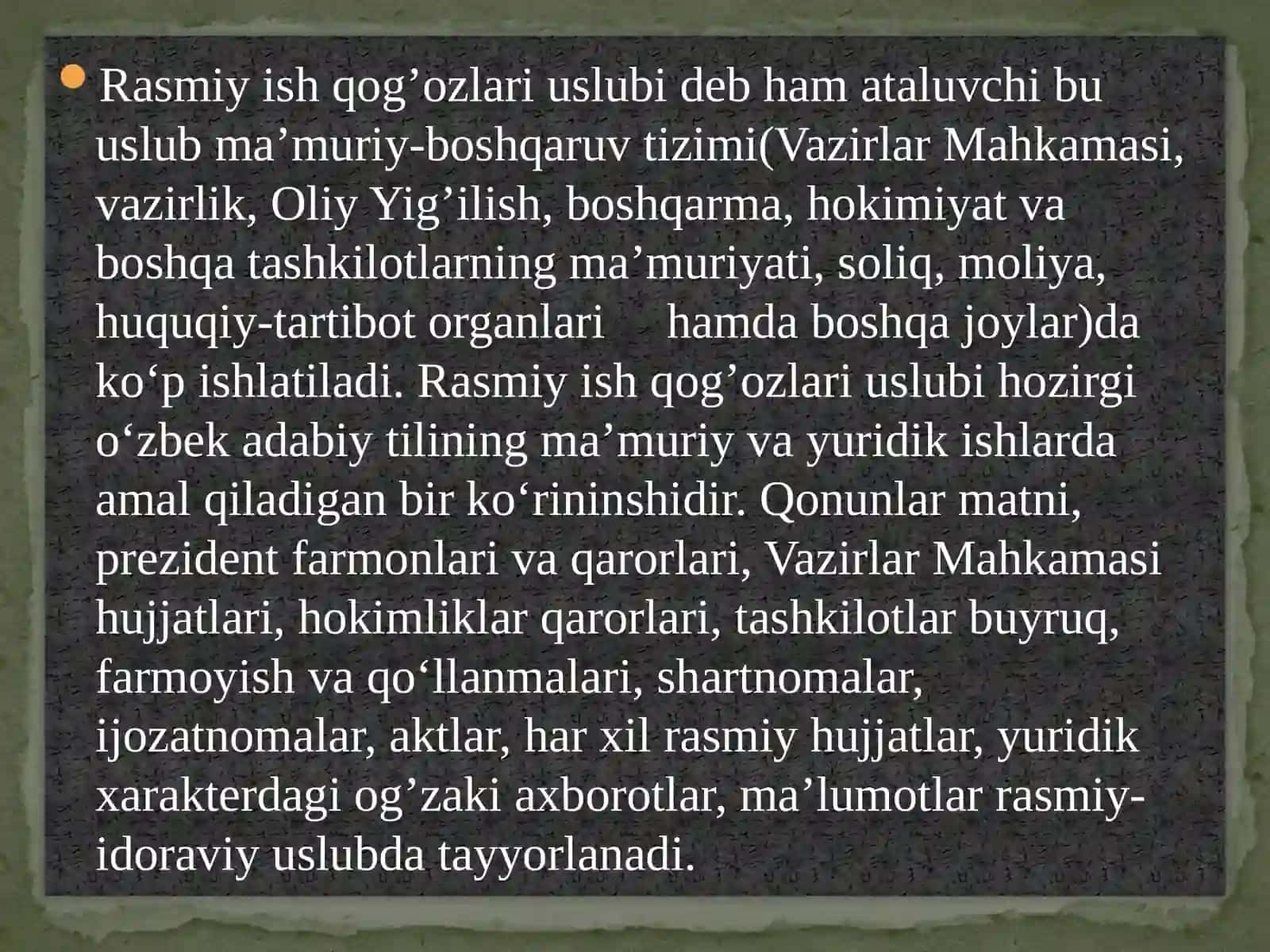 Rasmiy-idoraviy uslubdagi nutq xususiyatlari 3