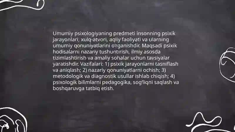 Umumiy psixologiya fanining predmeti va tarixi, metodlari va tarmoqlari 3