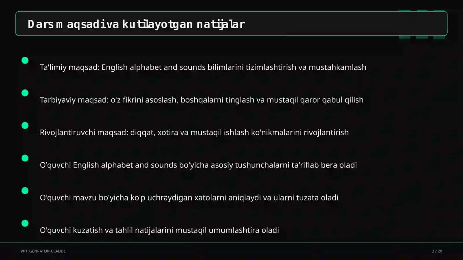 Ingliz tili (1– 3