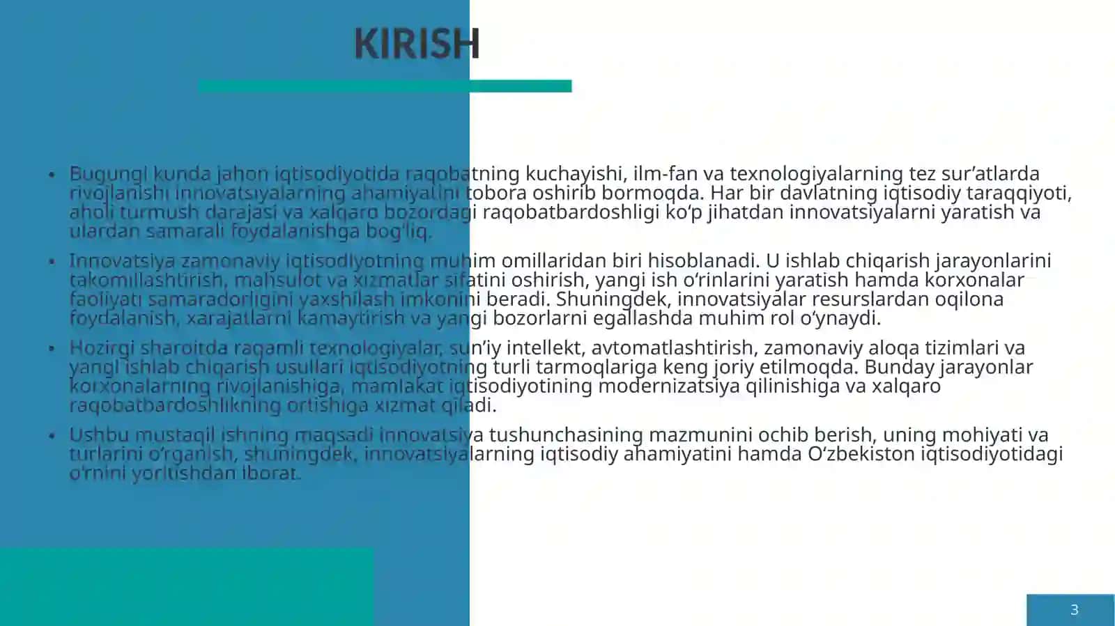 INNOVATSIYA TUSHUNCHASI, TA’RIFLARI, MOHIYATI VA IQTISODIY AHAMIYATI 3