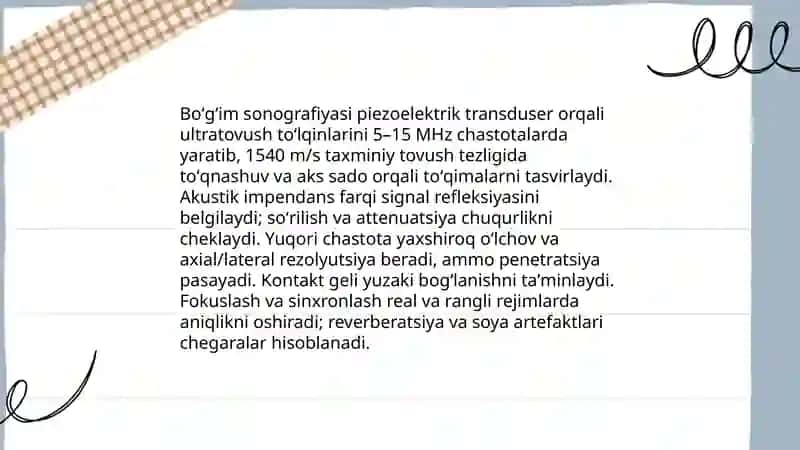 Boʻgʻim sonografiyasi vizualizatsiya usullarini imkoniyatlari va chegaralari 3