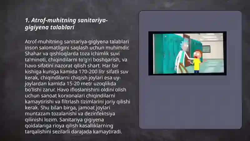 Atrof-muhitning yashash sharoitlariga sanitariya-gigiyena talablari, ekologiyaning ahamiyati 3