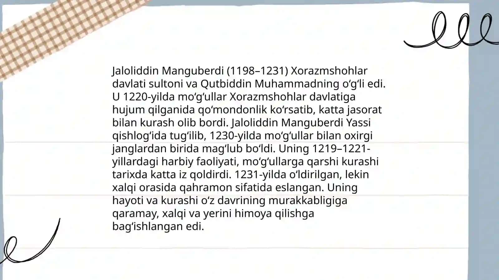Jaloliddin Manguberdi vatan himoyachisi 3