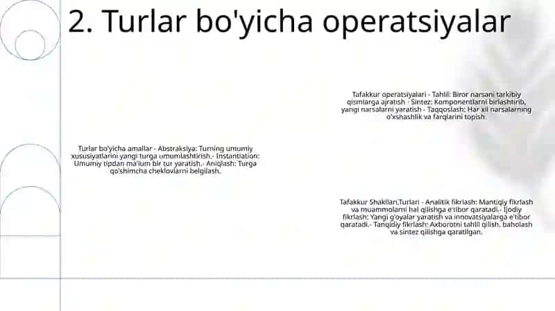 Tafakkur Operatsiyalari, Tafakkur Shakllari,Turlari 3