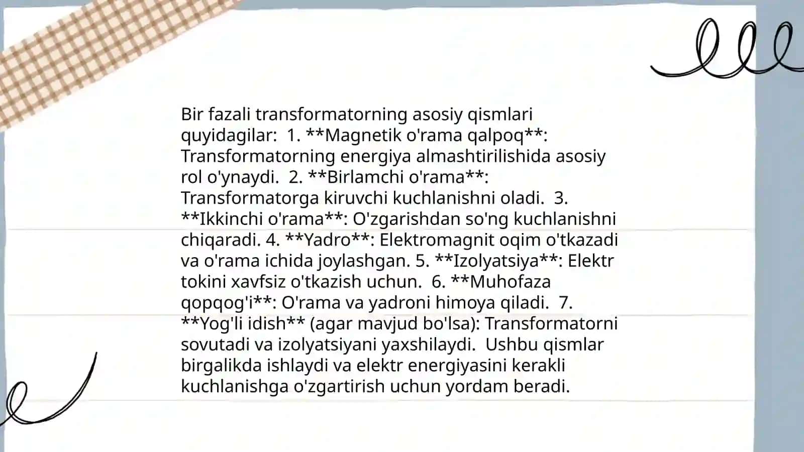 Bir fazali transfarmatorning tuzilishi va ishlash pirinsipini o'rganish uch fazali transfarmatorning tuzilishi va ishlash pirinsipini o'rganish 3